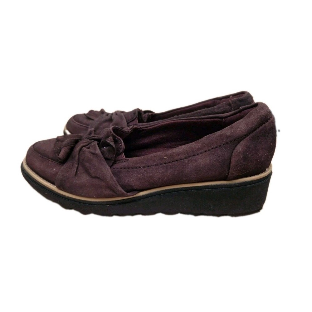 Clarks Women's Sharon Dasher Burgundy Suede Leather Shoes Size 7